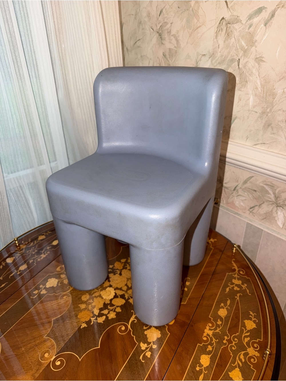 Vintage Little Tikes Chunky Chair Light Blue Gray Color